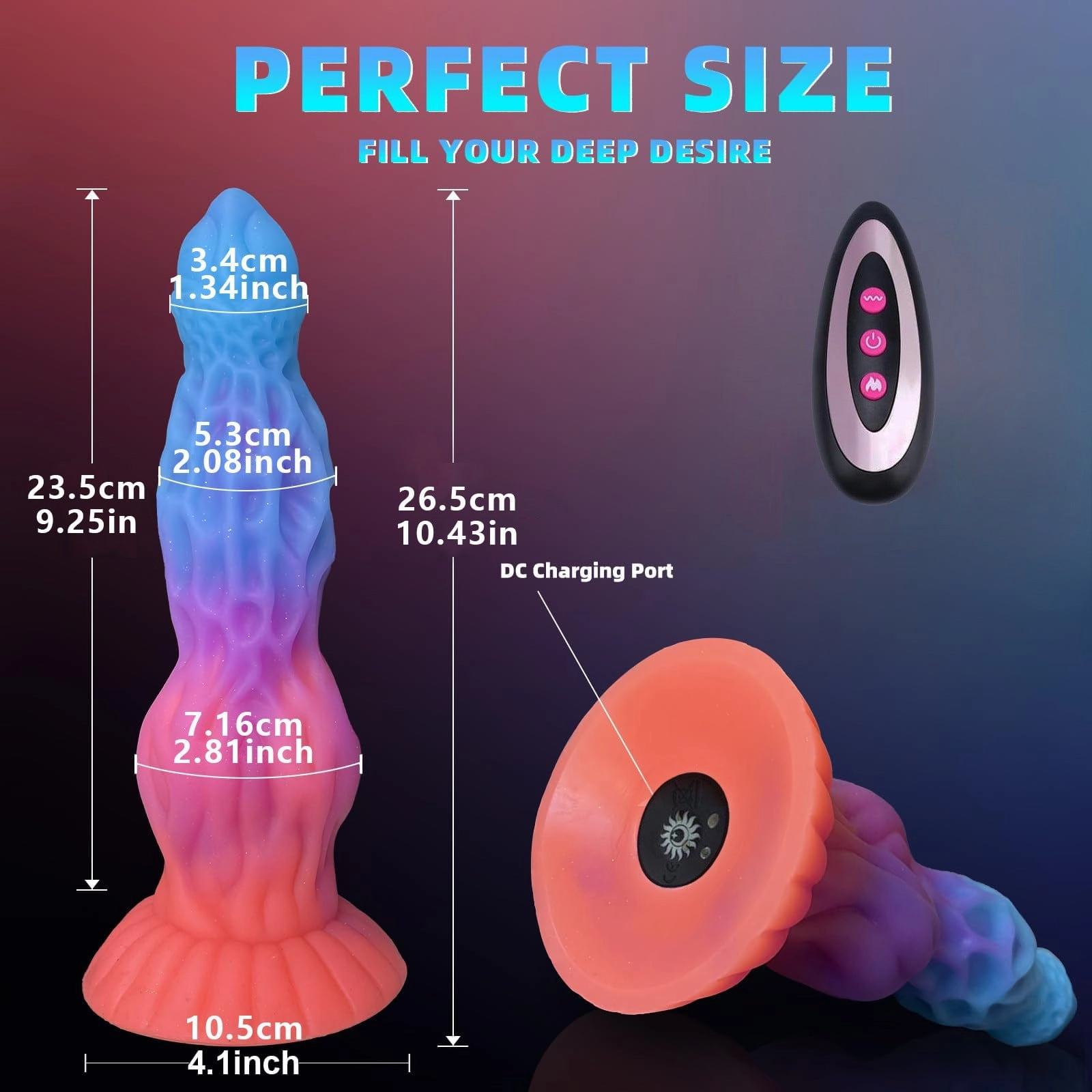 10.6In Luminous Dragon Monster Dildo Vibrator Remote Control With 10 Thrusting & Vibration