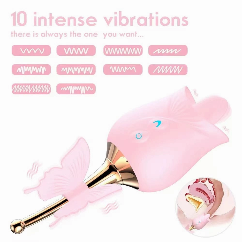 10-Frequency Vibration Tongue Licking Rose Vibrator
