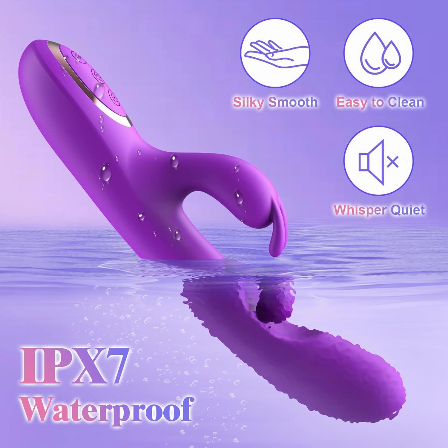 3 In 1 Rabbit Vibrator 360°Rotation Clitoral G Spot Stimulator