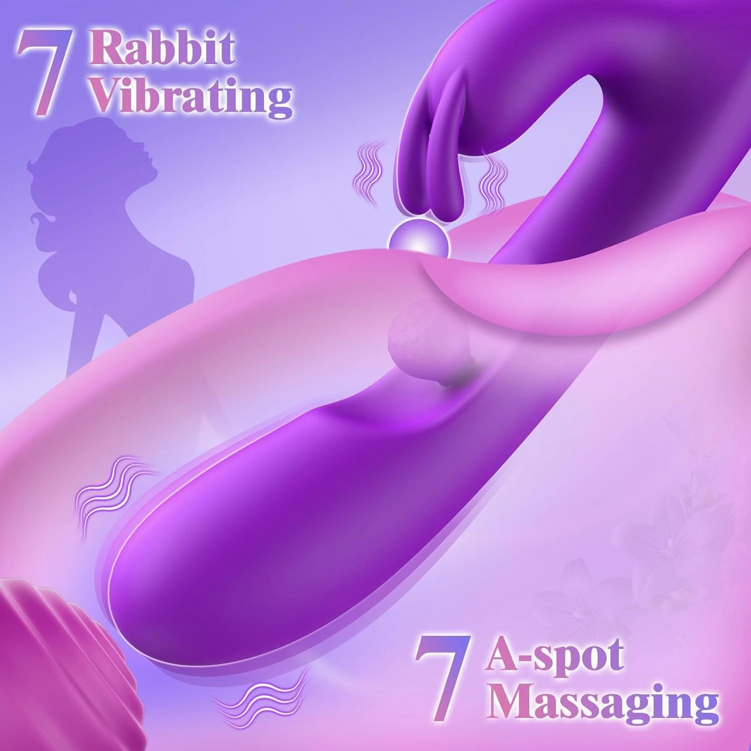 3 In 1 Rabbit Vibrator 360°Rotation Clitoral G Spot Stimulator