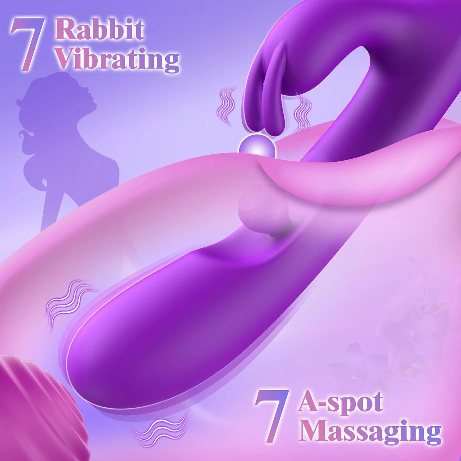 3 In 1 Rabbit Vibrator 360°Rotation Clitoral G Spot Stimulator