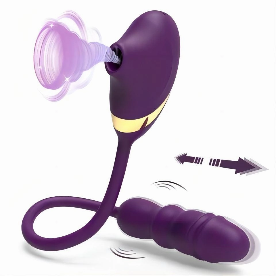 3 IN 1 Sucking Thrusting Dildo Vibrator G-Spot Dildos Woman Clit Stimulate Sex Toy