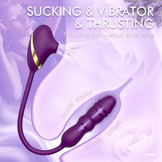3 IN 1 Sucking Thrusting Dildo Vibrator G-Spot Dildos Woman Clit Stimulate Sex Toy