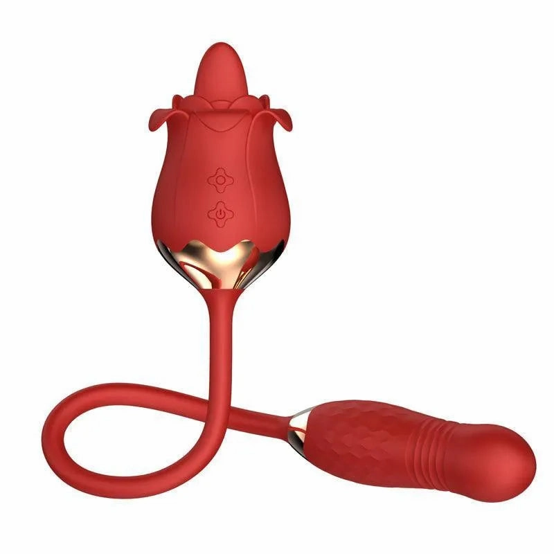 3 in 1 Thrusting Rose Vibrator Toy for Women