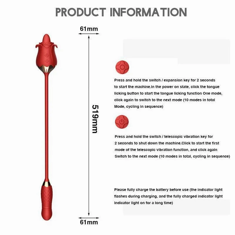 3 in 1 Thrusting Rose Vibrator Toy for Women