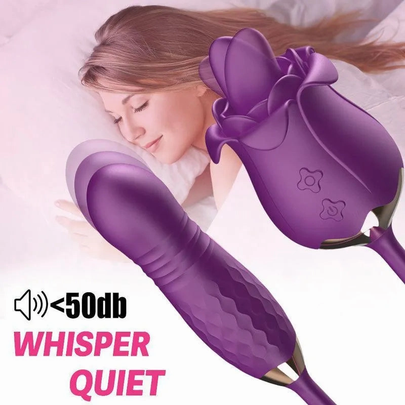 3 in 1 Thrusting Rose Vibrator Toy for Women