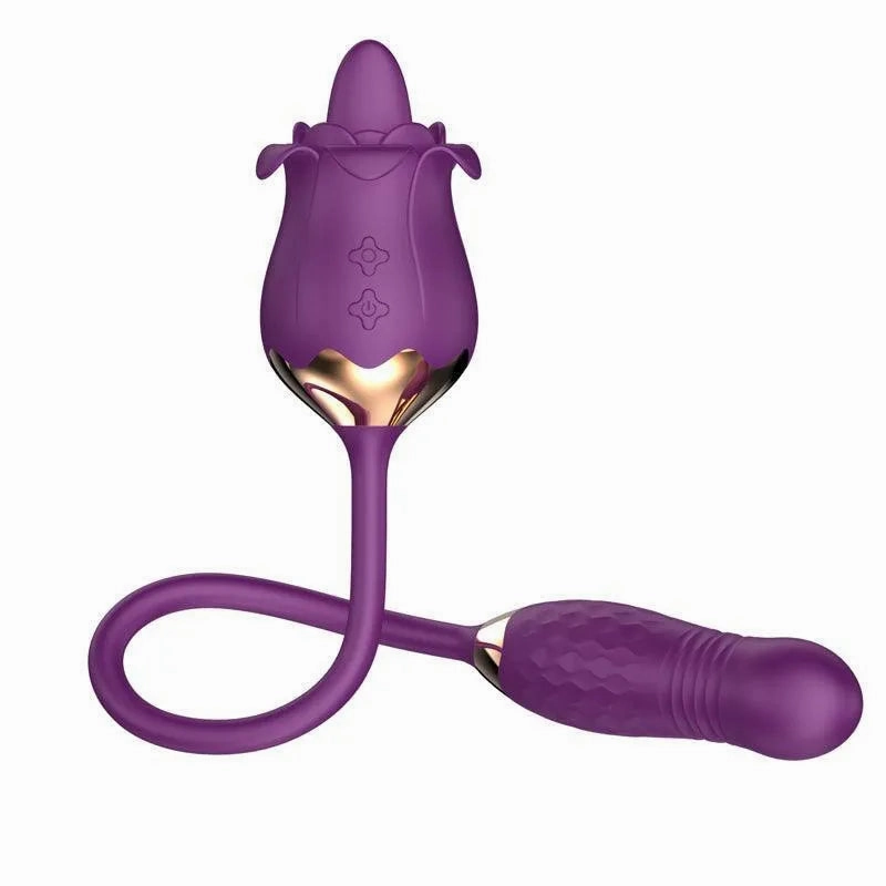 3 in 1 Thrusting Rose Vibrator Toy for Women