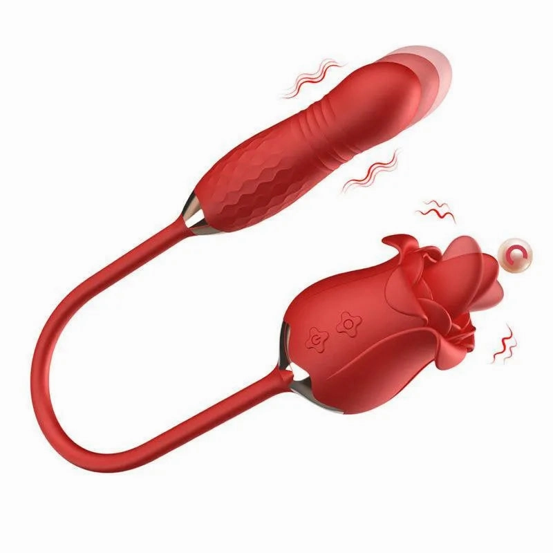 3 in 1 Thrusting Rose Vibrator Toy for Women