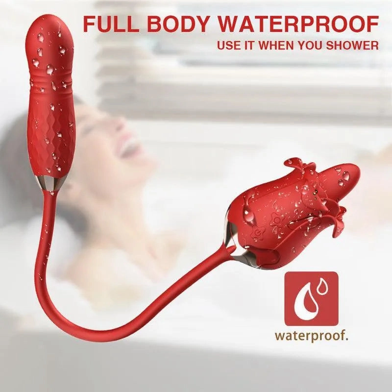 3 in 1 Thrusting Rose Vibrator Toy for Women
