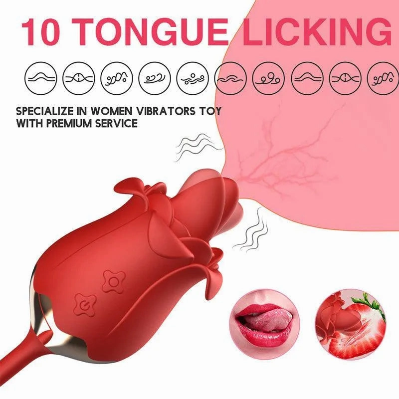 3 in 1 Thrusting Rose Vibrator Toy for Women