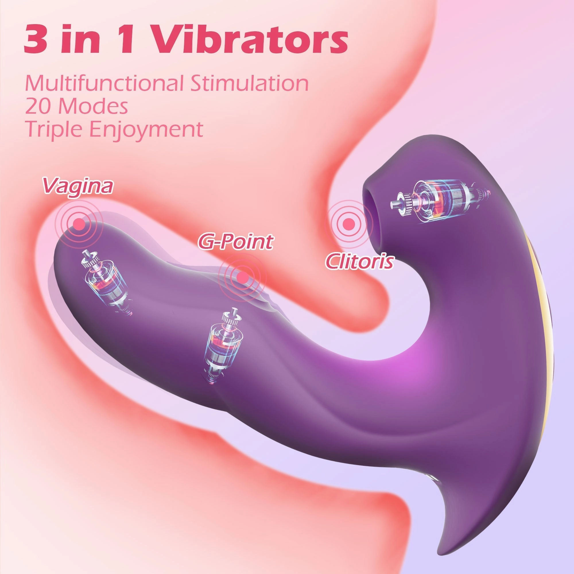 AMOVIBE 3 in 1 Vibrator with 10 Vibration & 5 Licking Modes