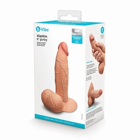 B Vibe - Slipskin 6" Girthy Realistic Dildo (Mocha)