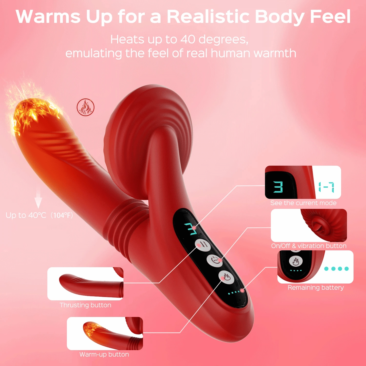 Benny Blaze - Clit Licking & Thrusting Rabbit Vibrator Intelligent Heating Vibrators Sex Toys for Woman