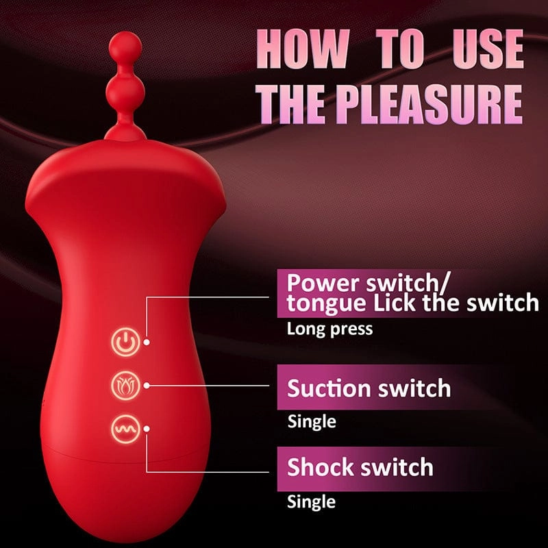 Big Mouth Clitoris Suction Anal Bead Vibrator with 10 Tongue Licking Modes