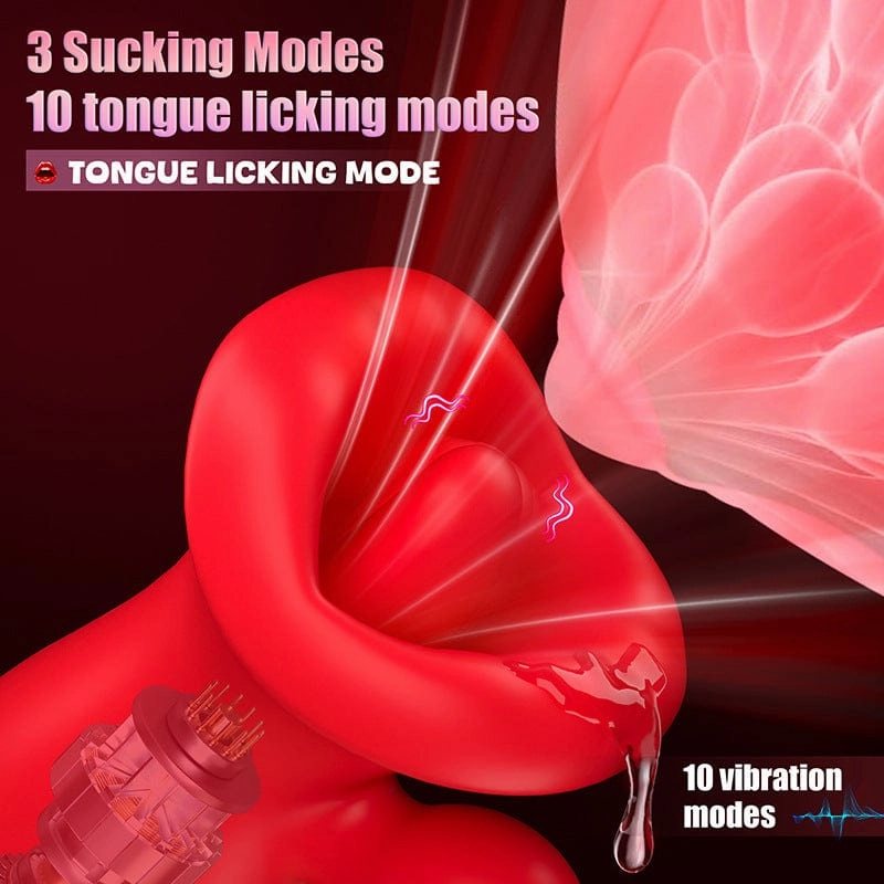 Big Mouth Clitoris Suction Anal Bead Vibrator with 10 Tongue Licking Modes