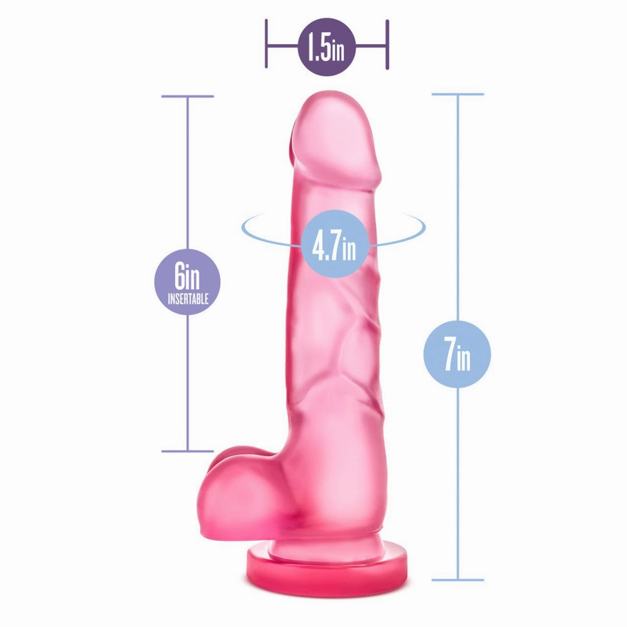 Blush Novelties - B Yours Sweet n Hard 4 Realistic Dildo with Balls 7" (Pink)