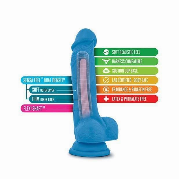 Blush Novelties - Neo Dual Density Realistic Cock with Balls 7.5" (Blue)