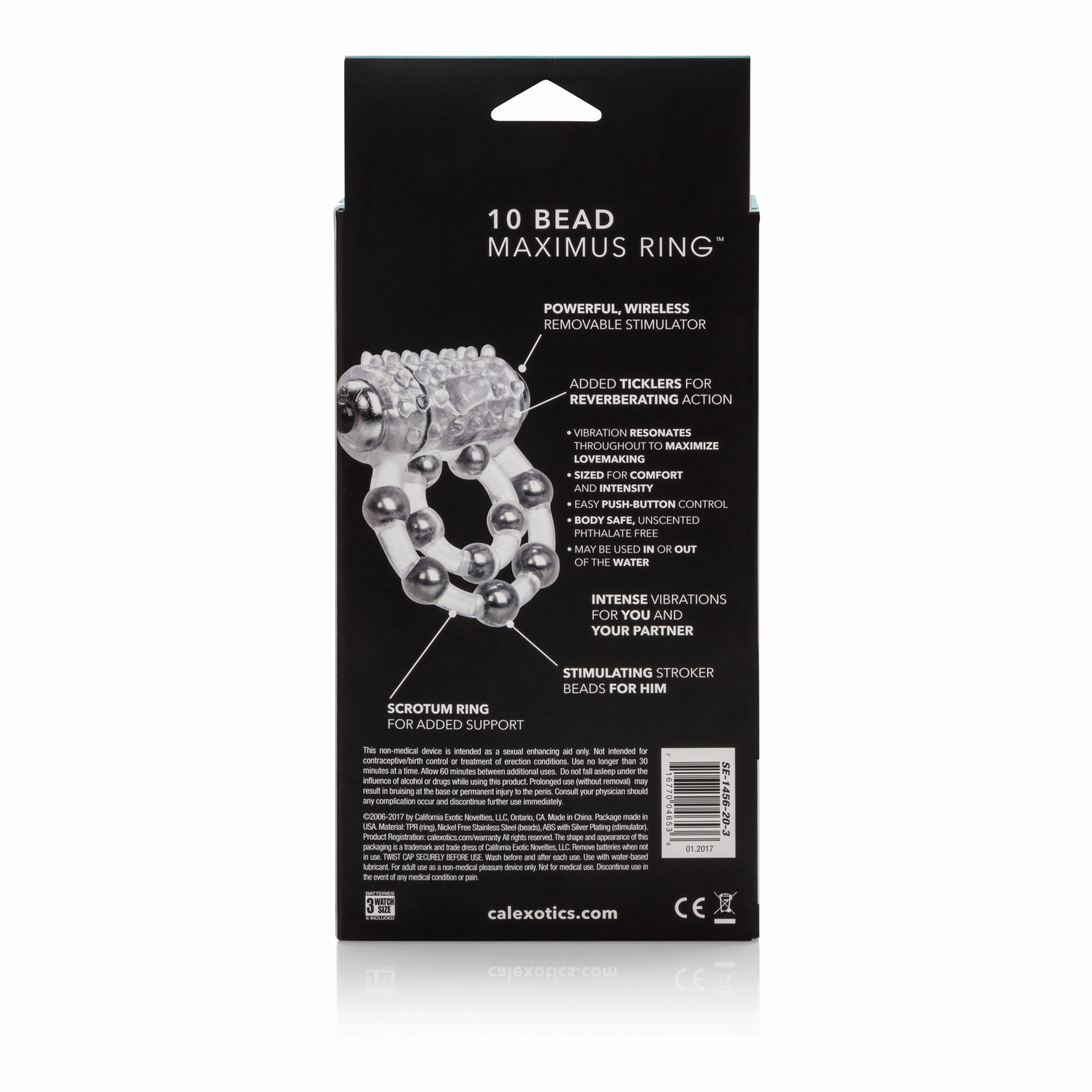 California Exotics - 10 Bead Maximus Cock Ring (White)