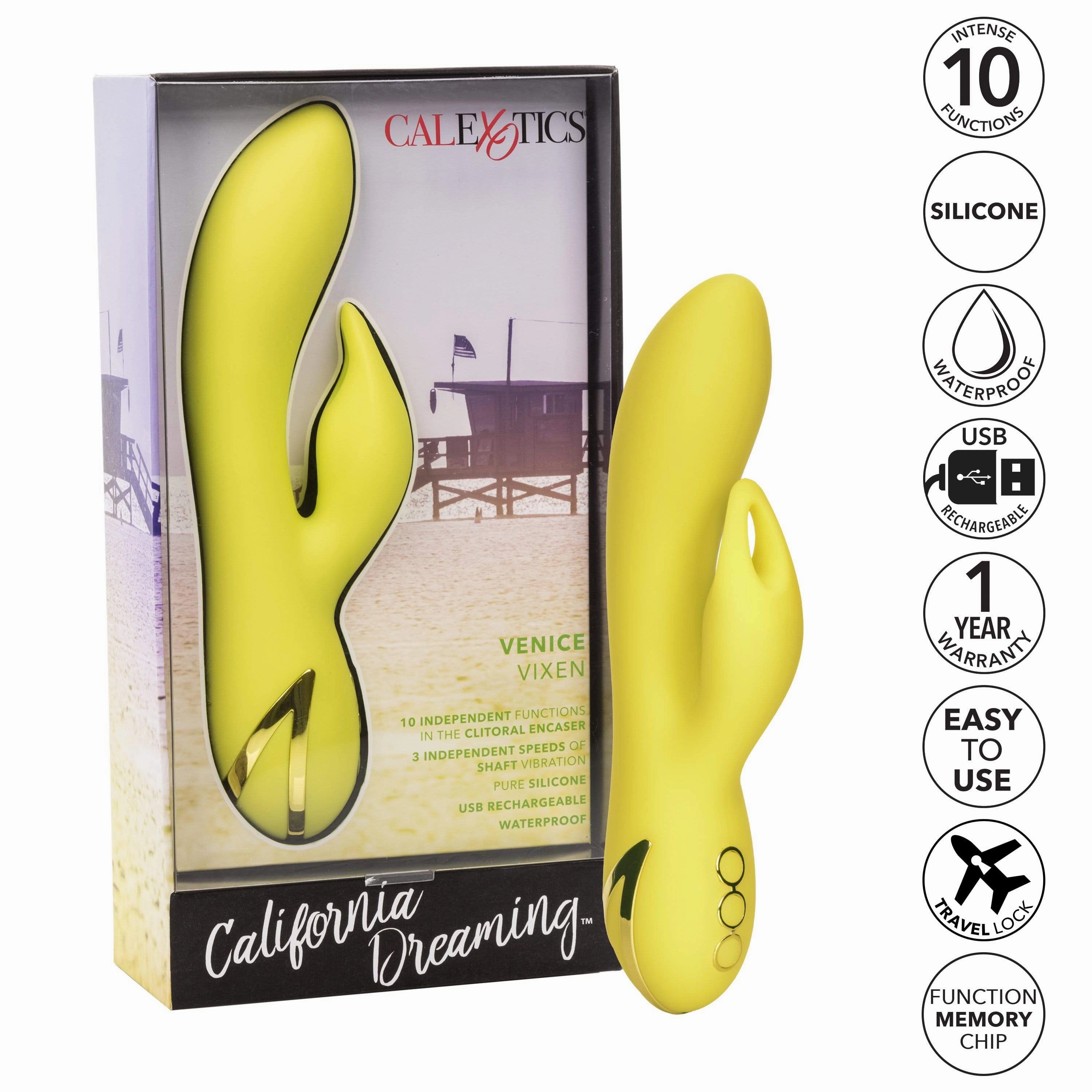 California Exotics - California Dreaming Venice Vixen Rabbit Vibrator (Yellow)