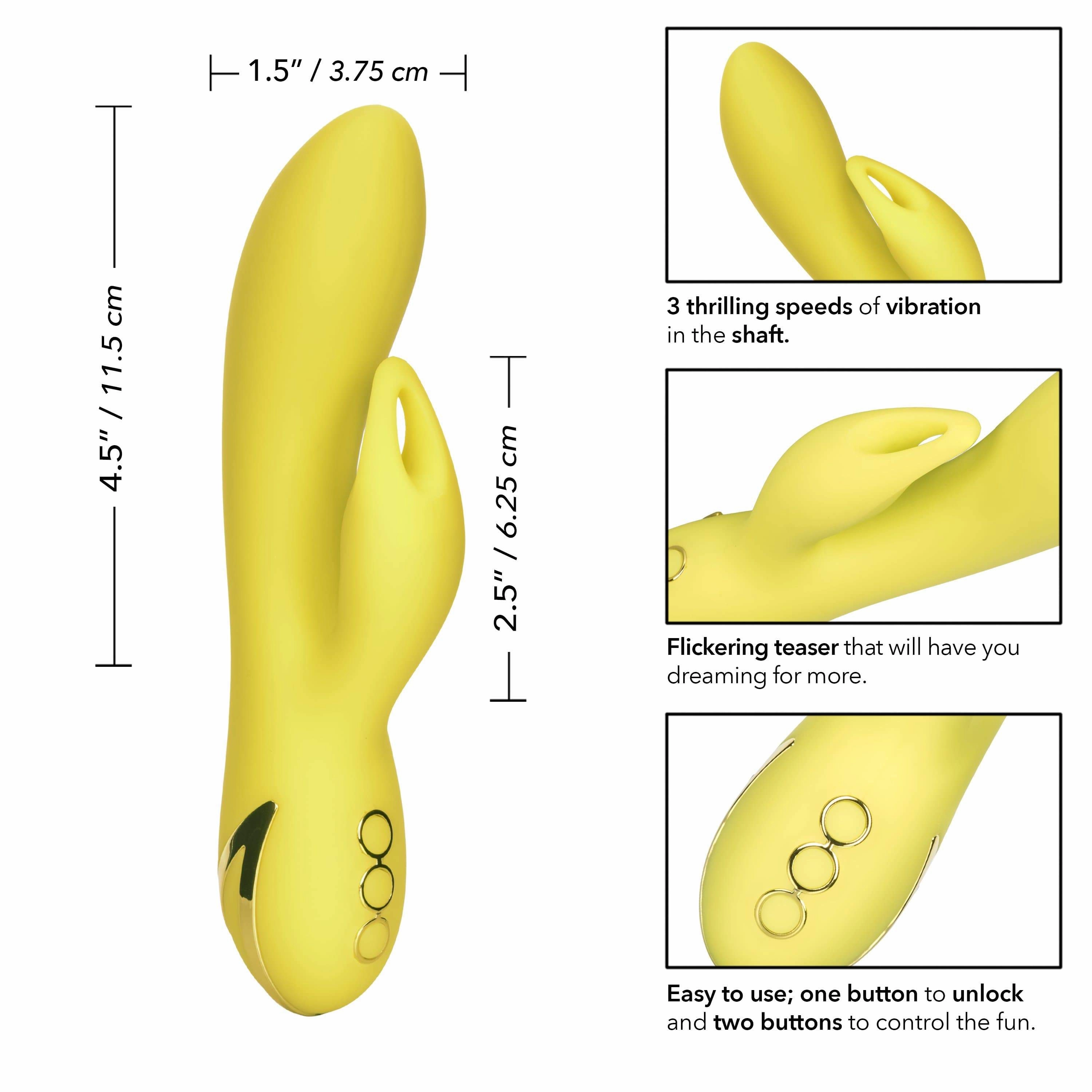 California Exotics - California Dreaming Venice Vixen Rabbit Vibrator (Yellow)