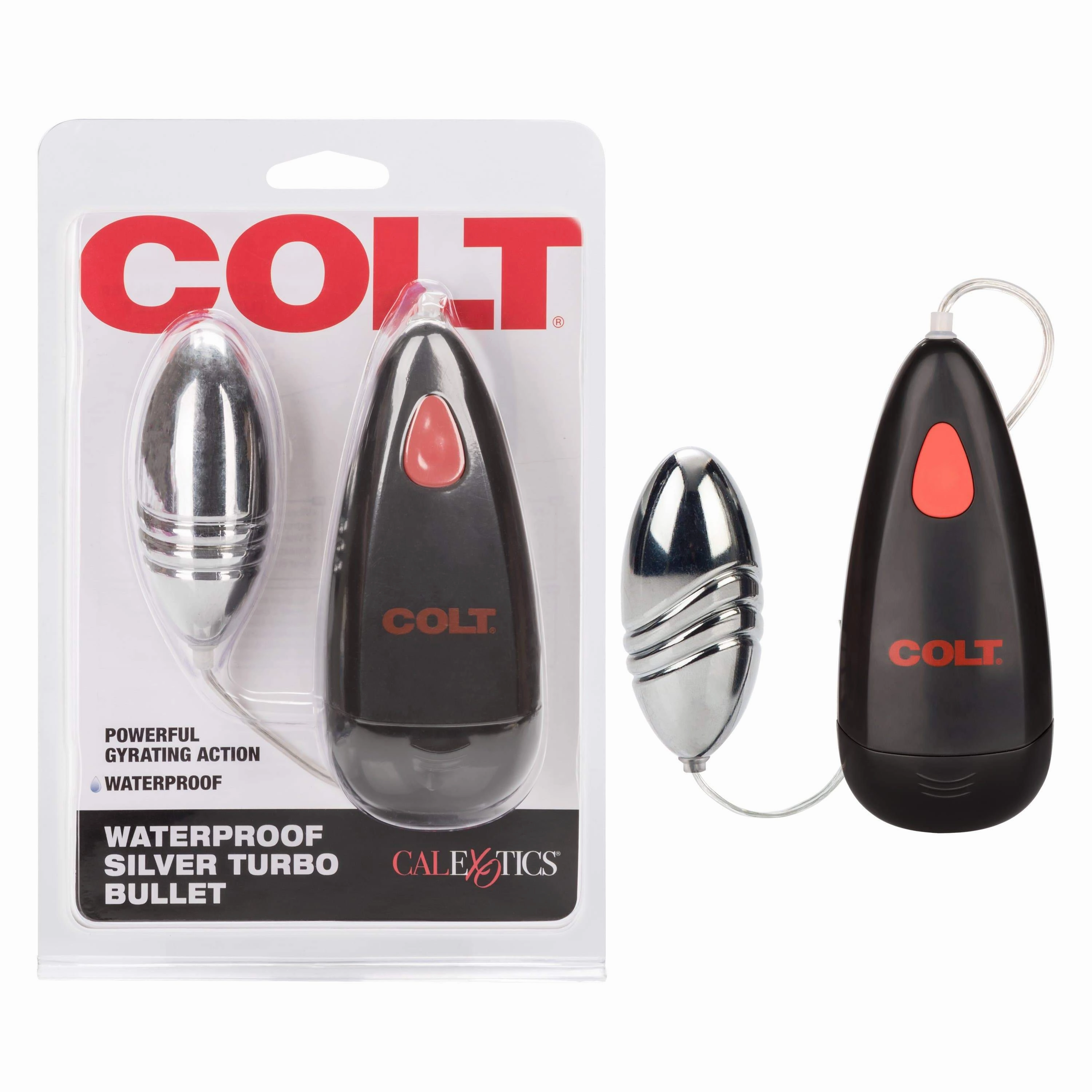 California Exotics - COLT Waterproof Silver Turbo Bullet Vibrator with Remote (Silver)