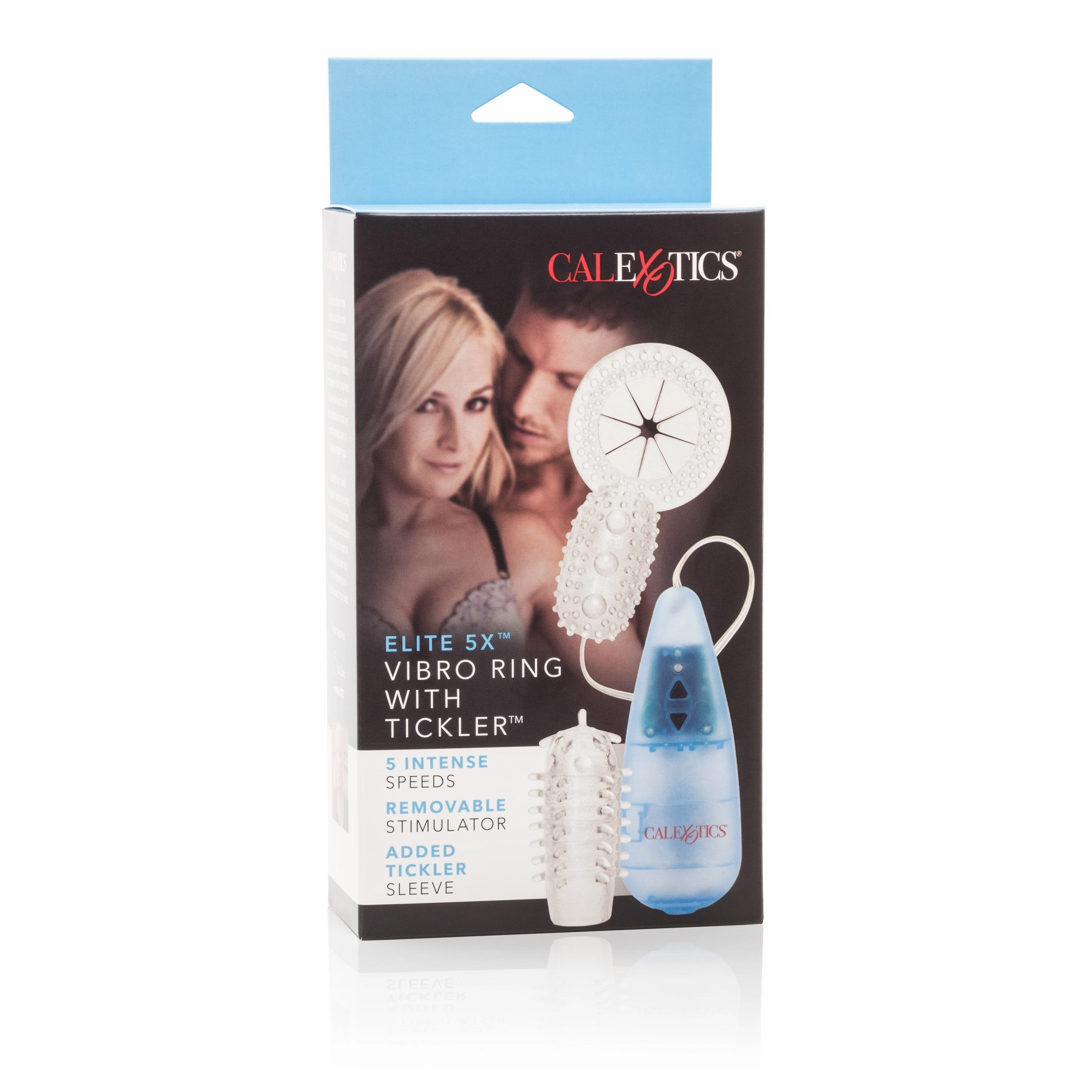 California Exotics - Elite 5X 5 Function Vibro-Ring with Tickler (Blue)