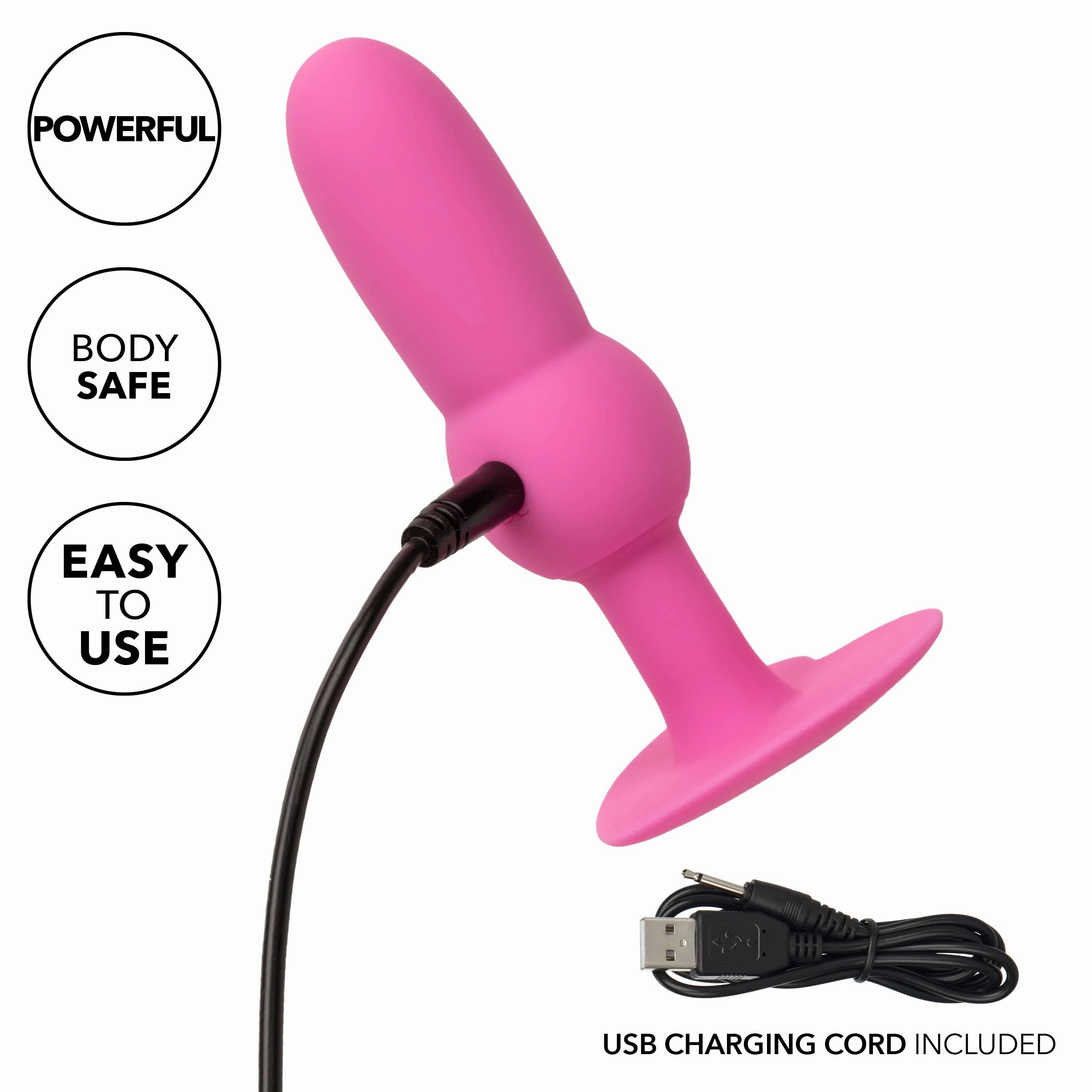California Exotics - First Time Vibrating Beaded Probe Anal Plug (Pink)