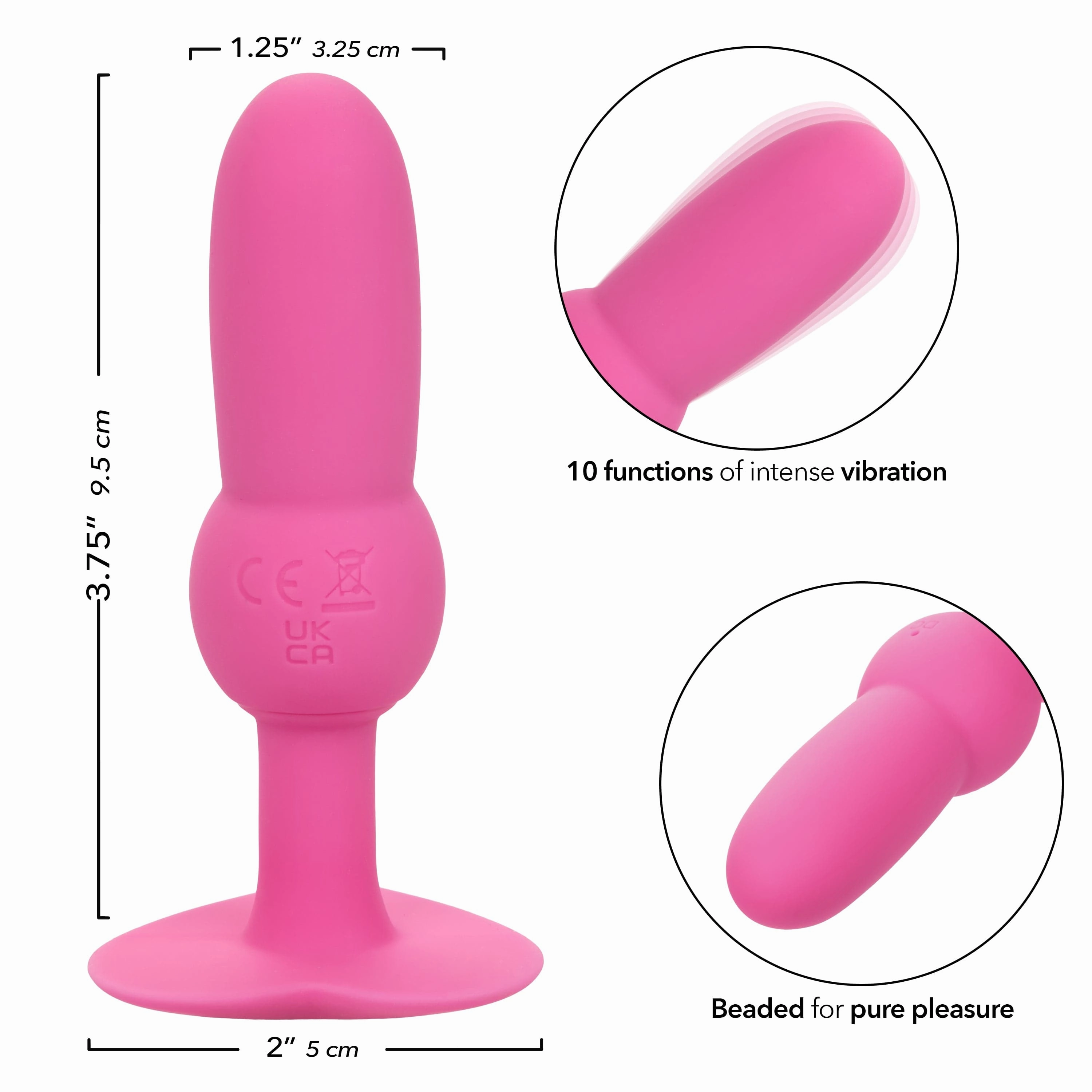 California Exotics - First Time Vibrating Beaded Probe Anal Plug (Pink)