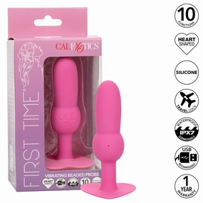 California Exotics - First Time Vibrating Beaded Probe Anal Plug (Pink)