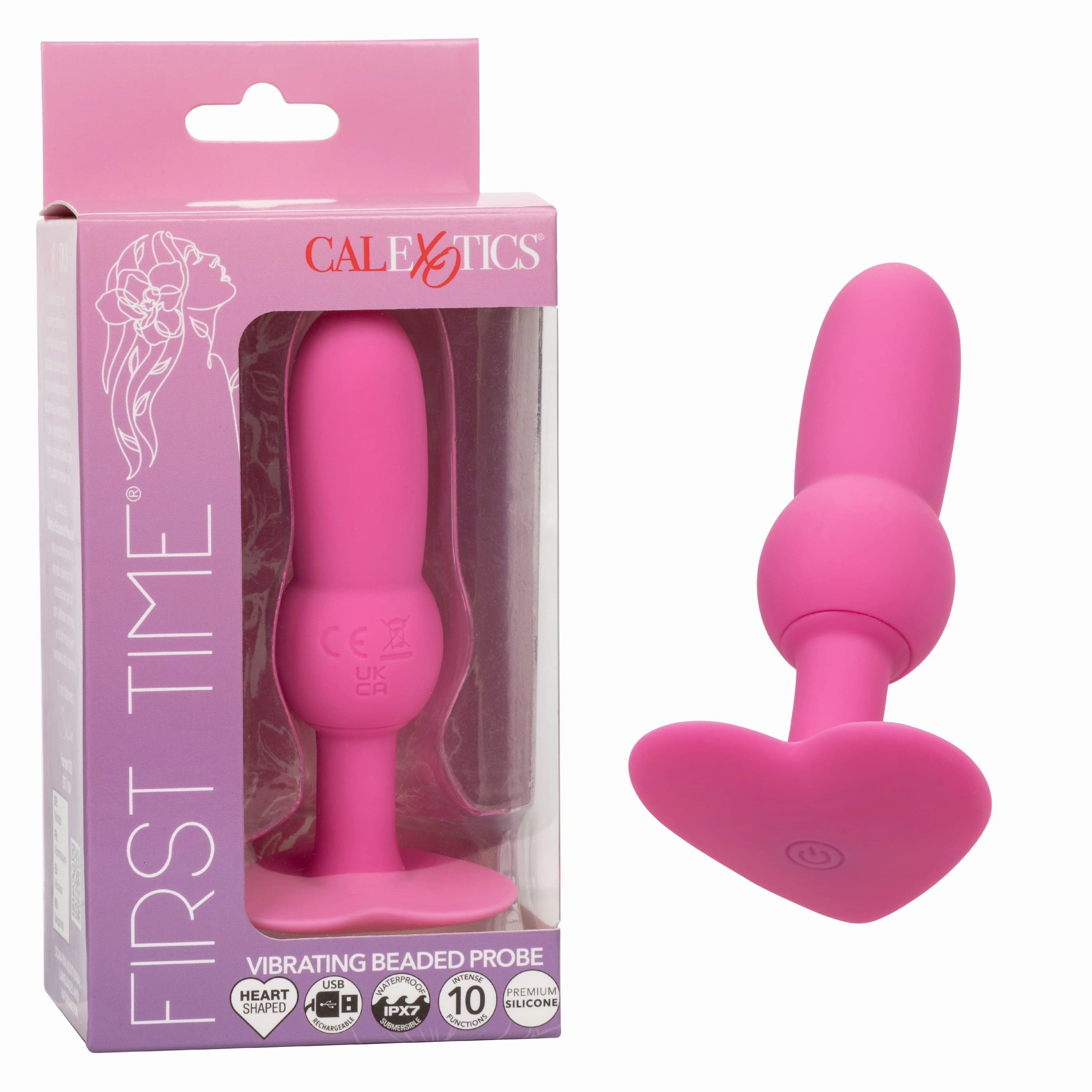 California Exotics - First Time Vibrating Beaded Probe Anal Plug (Pink)