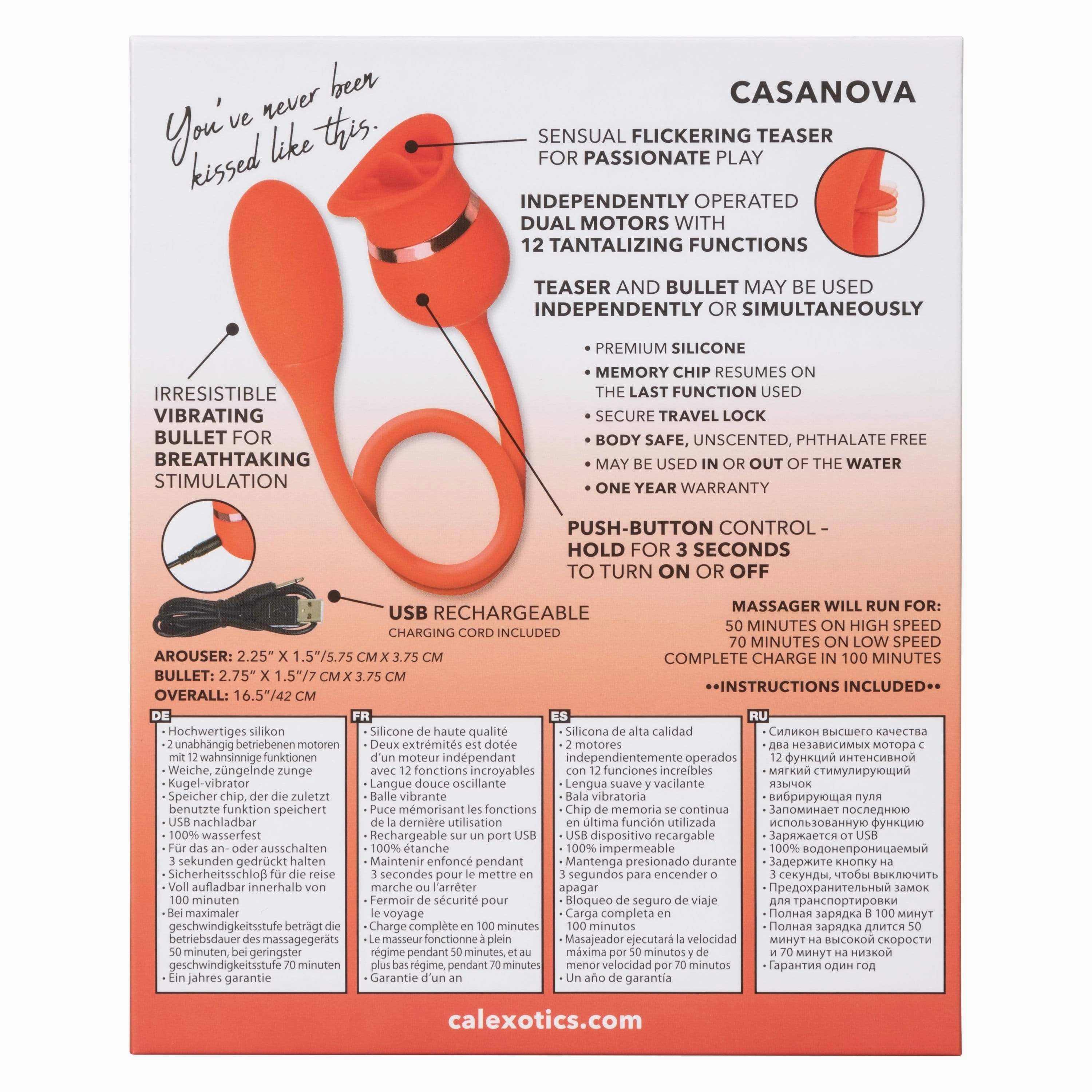 California Exotics - French Kiss Casanova Egg and Clit Massager (Red)