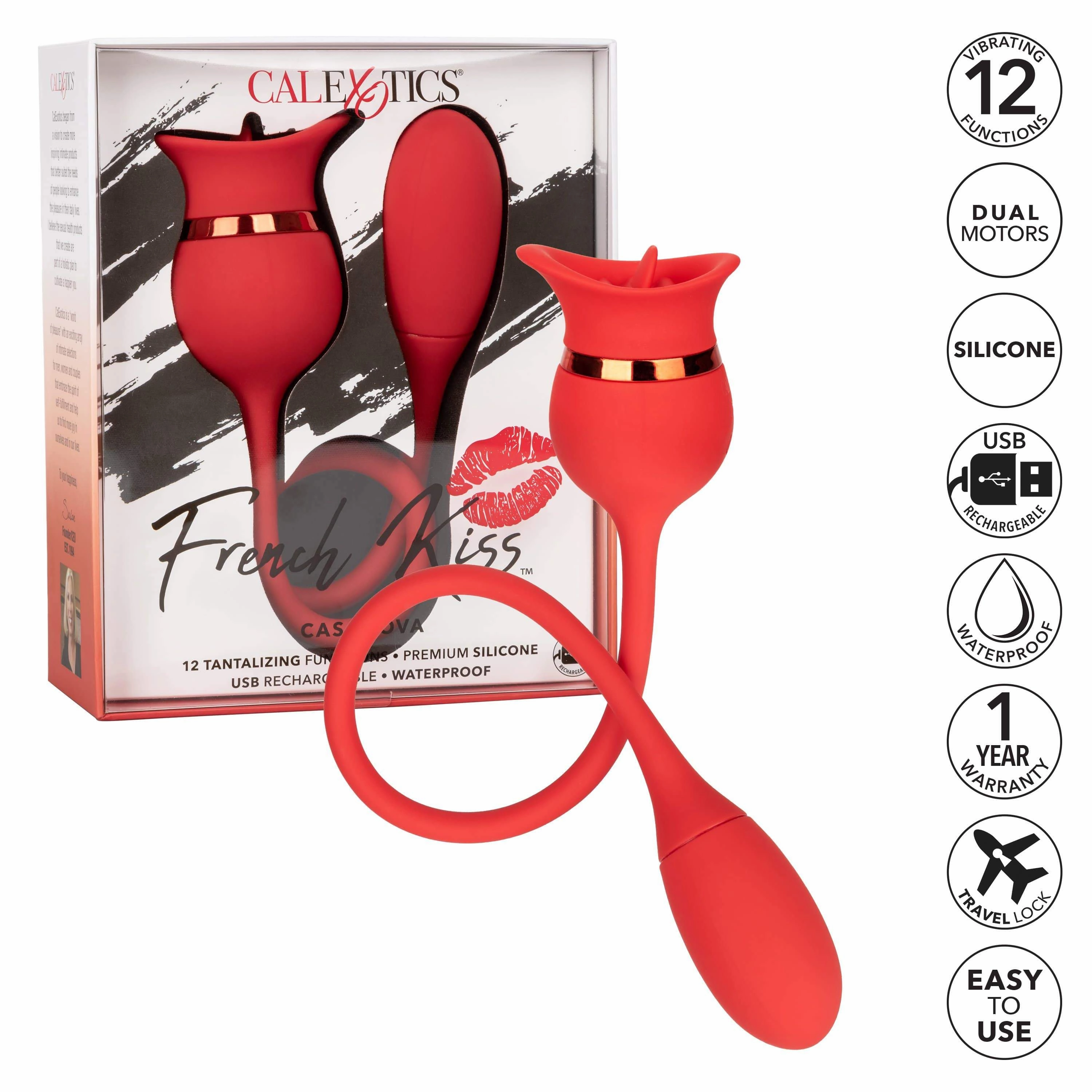 California Exotics - French Kiss Casanova Egg and Clit Massager (Red)