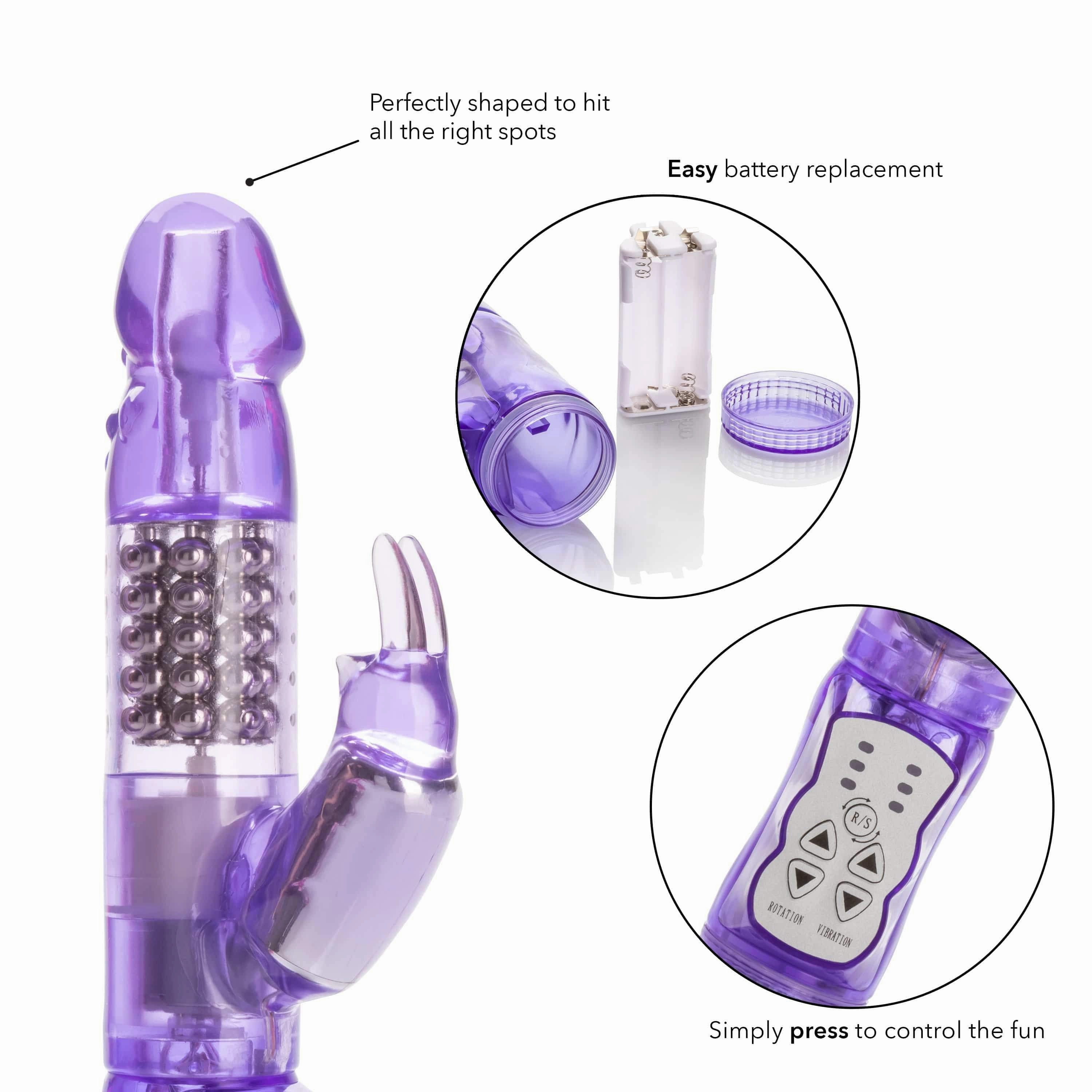 California Exotics - Jack Rabbit Waterproof 5 Rows Jack Rabbit Vibrator (Purple)