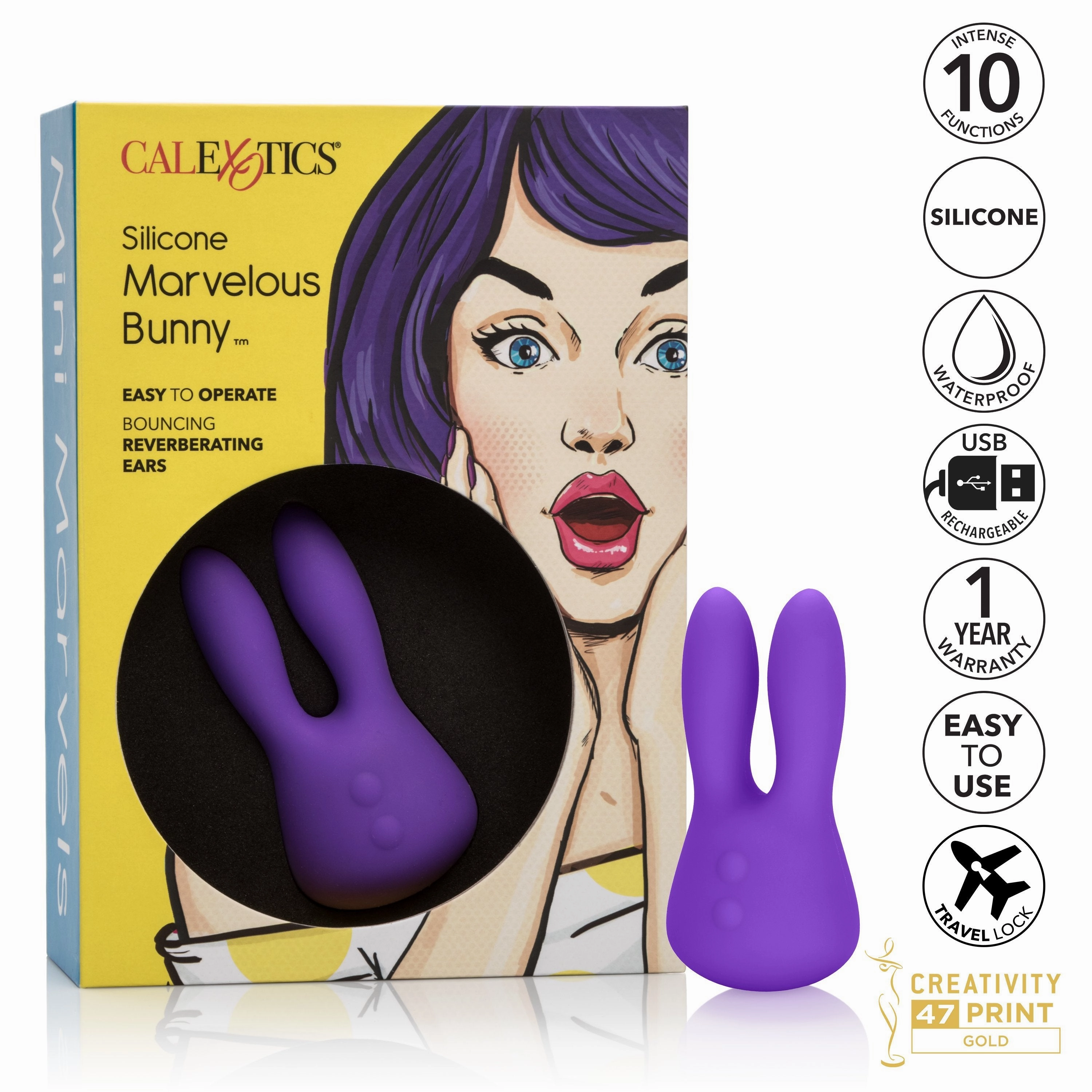 California Exotics - Mini Marvels Silicone Marvelous Bunny Clit Massager  (Purple)