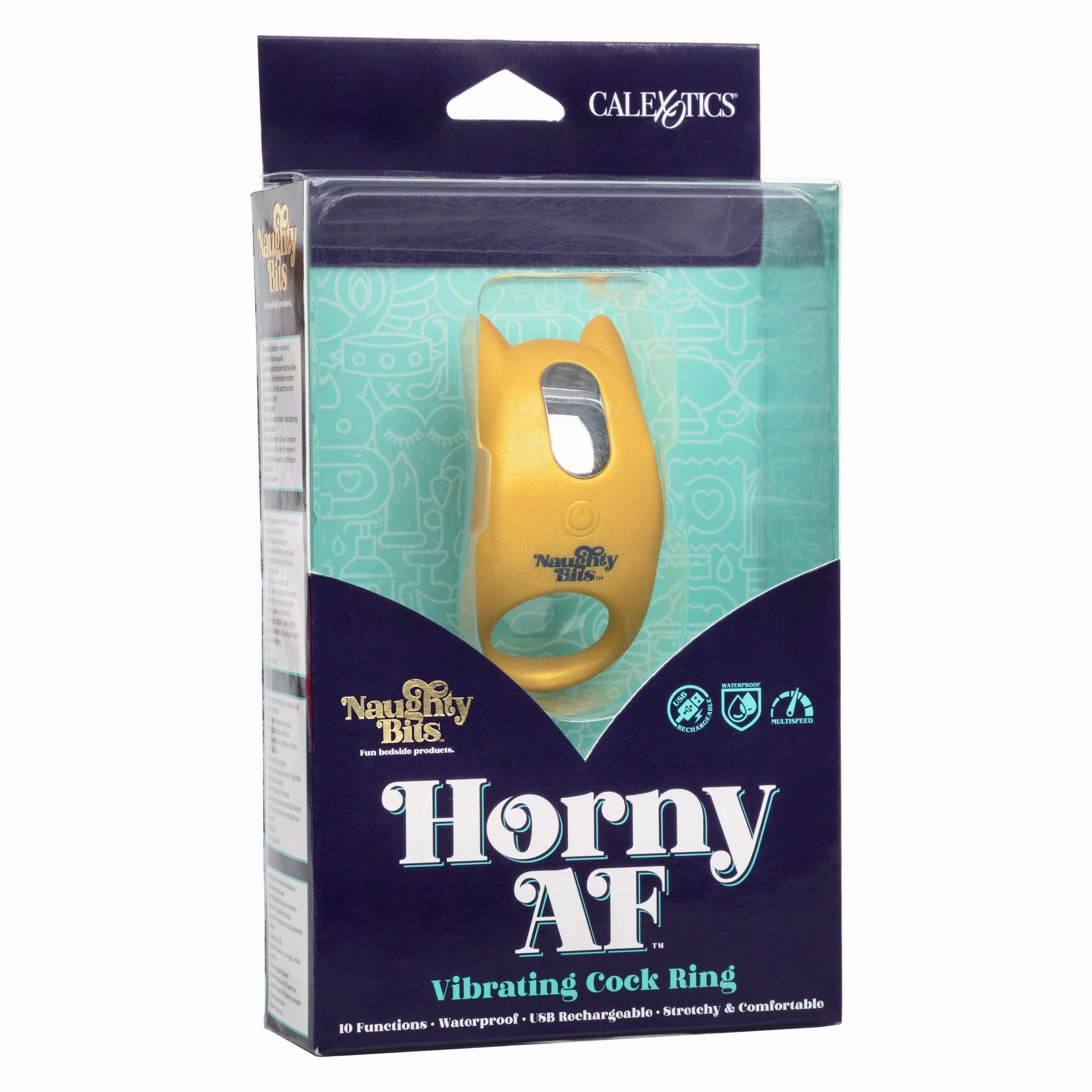 California Exotics - Naughty Bits Horny AF Vibrating Cock Ring (Yellow)