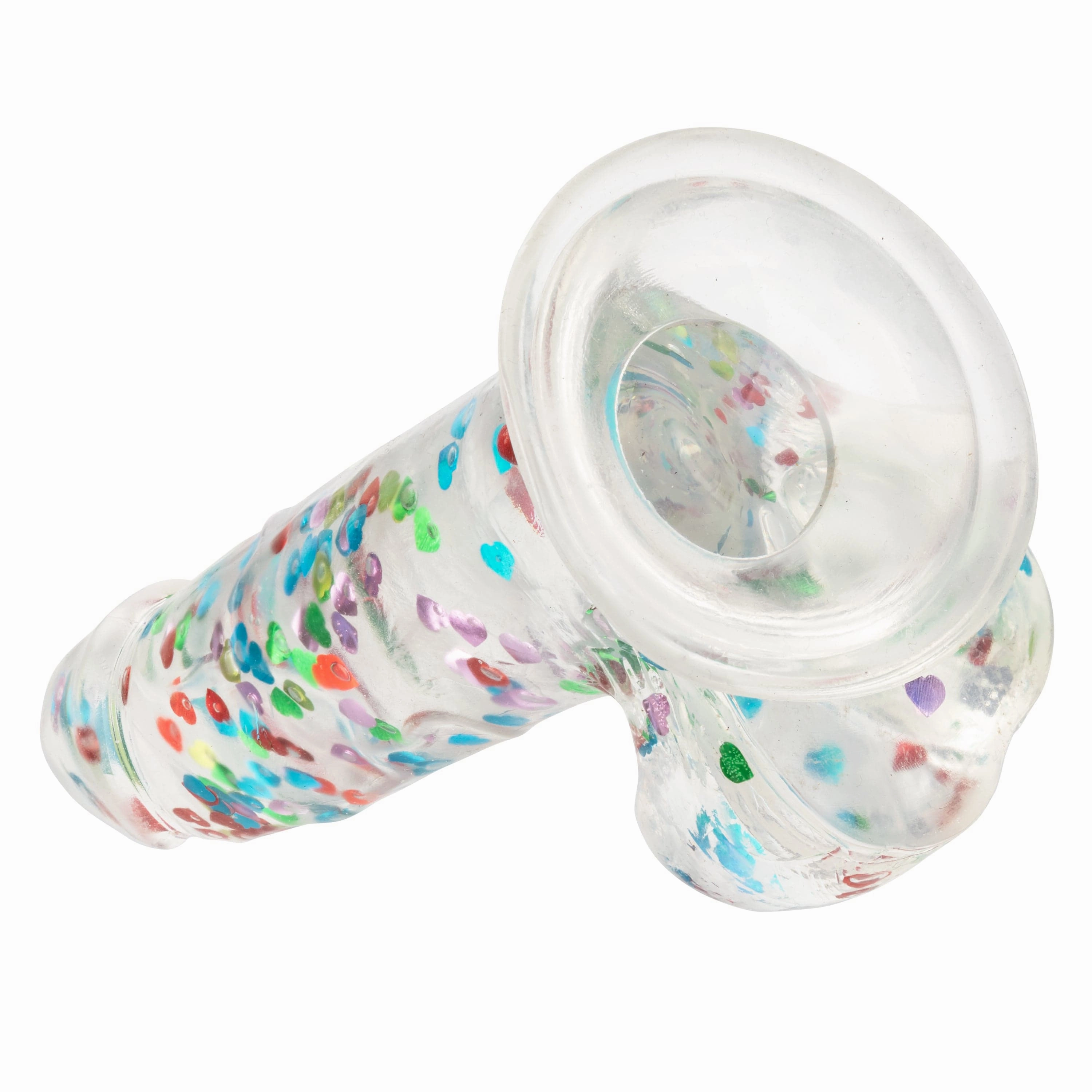 California Exotics - Naughty Bits I Love Dick Heart filled Dong Realistic Dildo with Balls 8" (Clear)