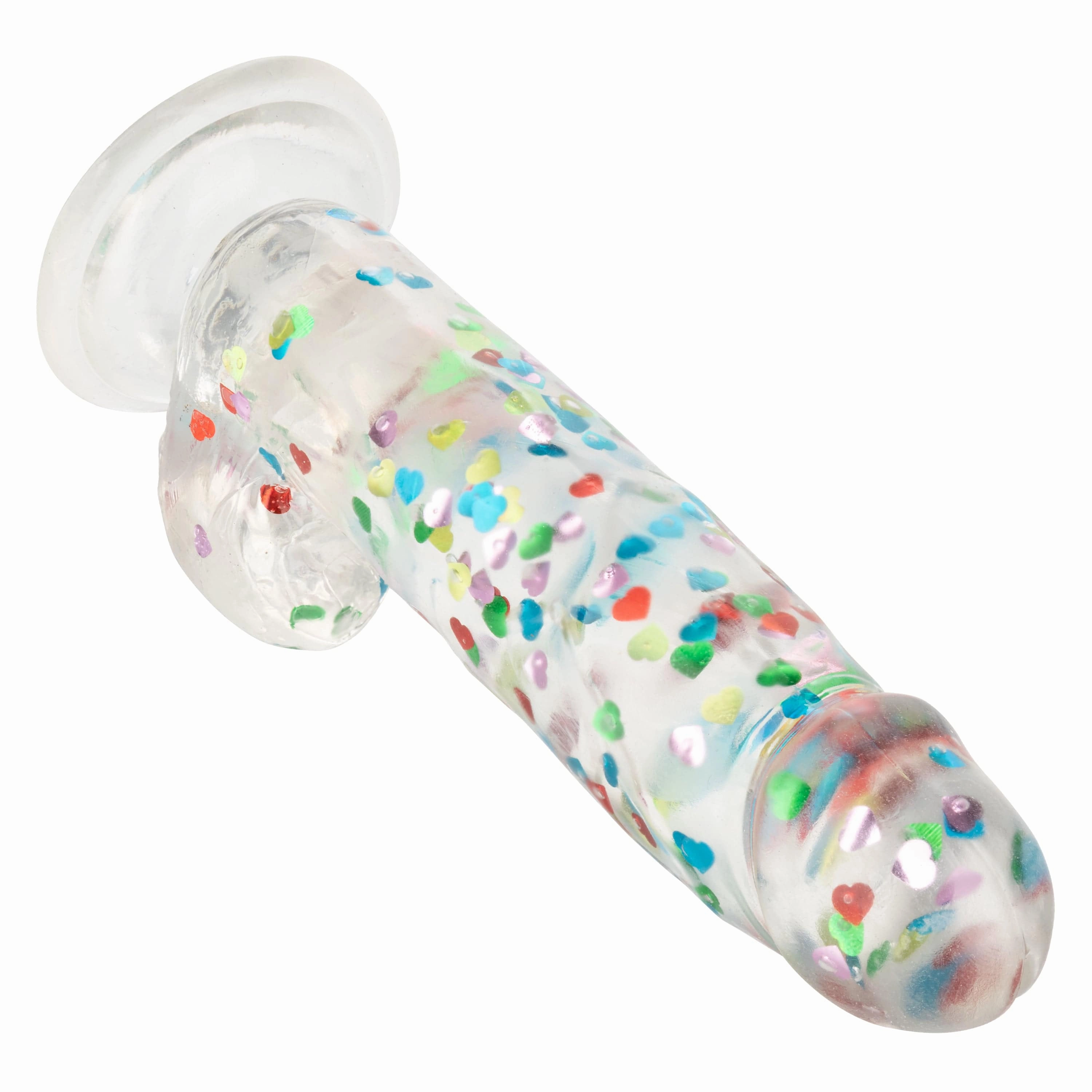 California Exotics - Naughty Bits I Love Dick Heart filled Dong Realistic Dildo with Balls 8" (Clear)