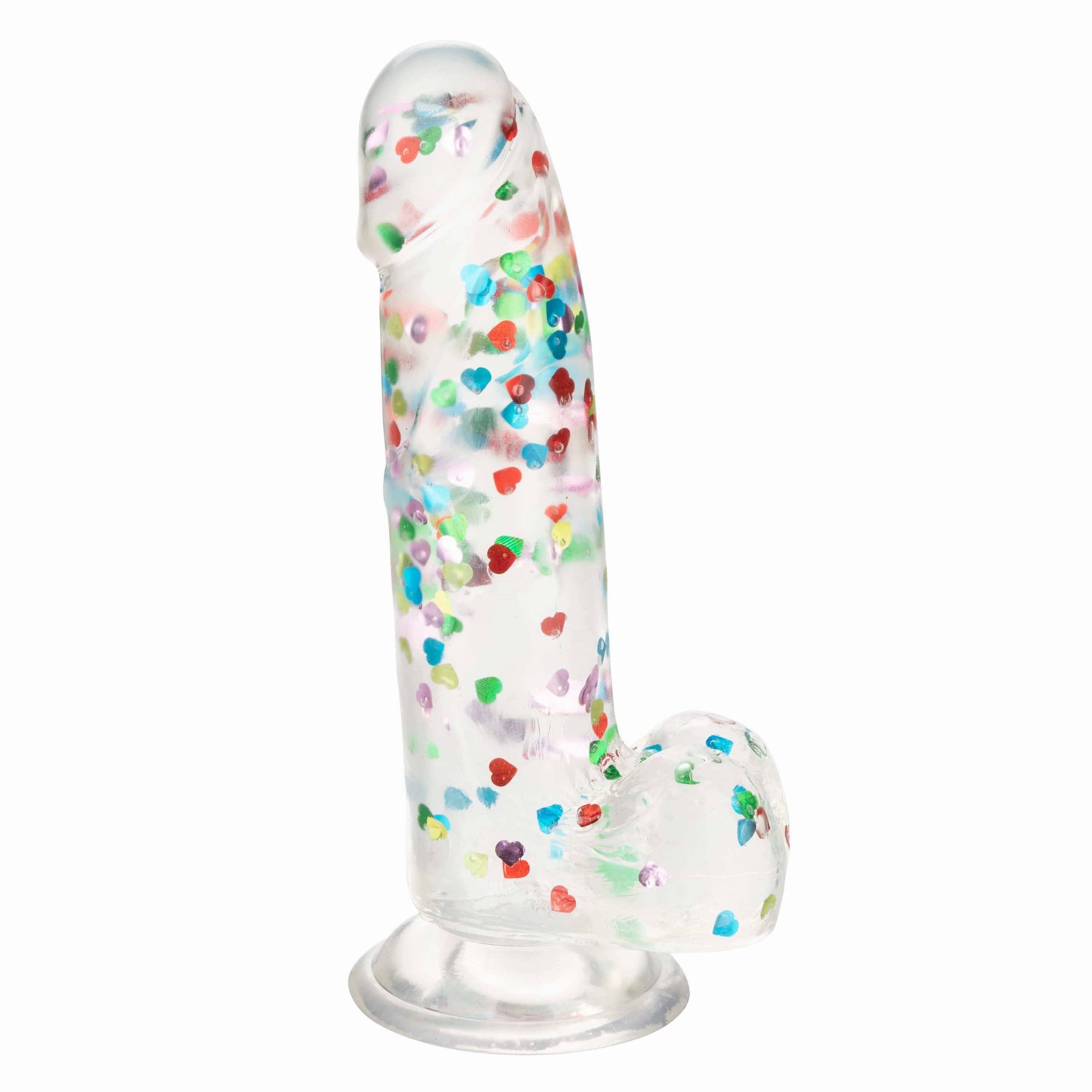 California Exotics - Naughty Bits I Love Dick Heart filled Dong Realistic Dildo with Balls 8" (Clear)
