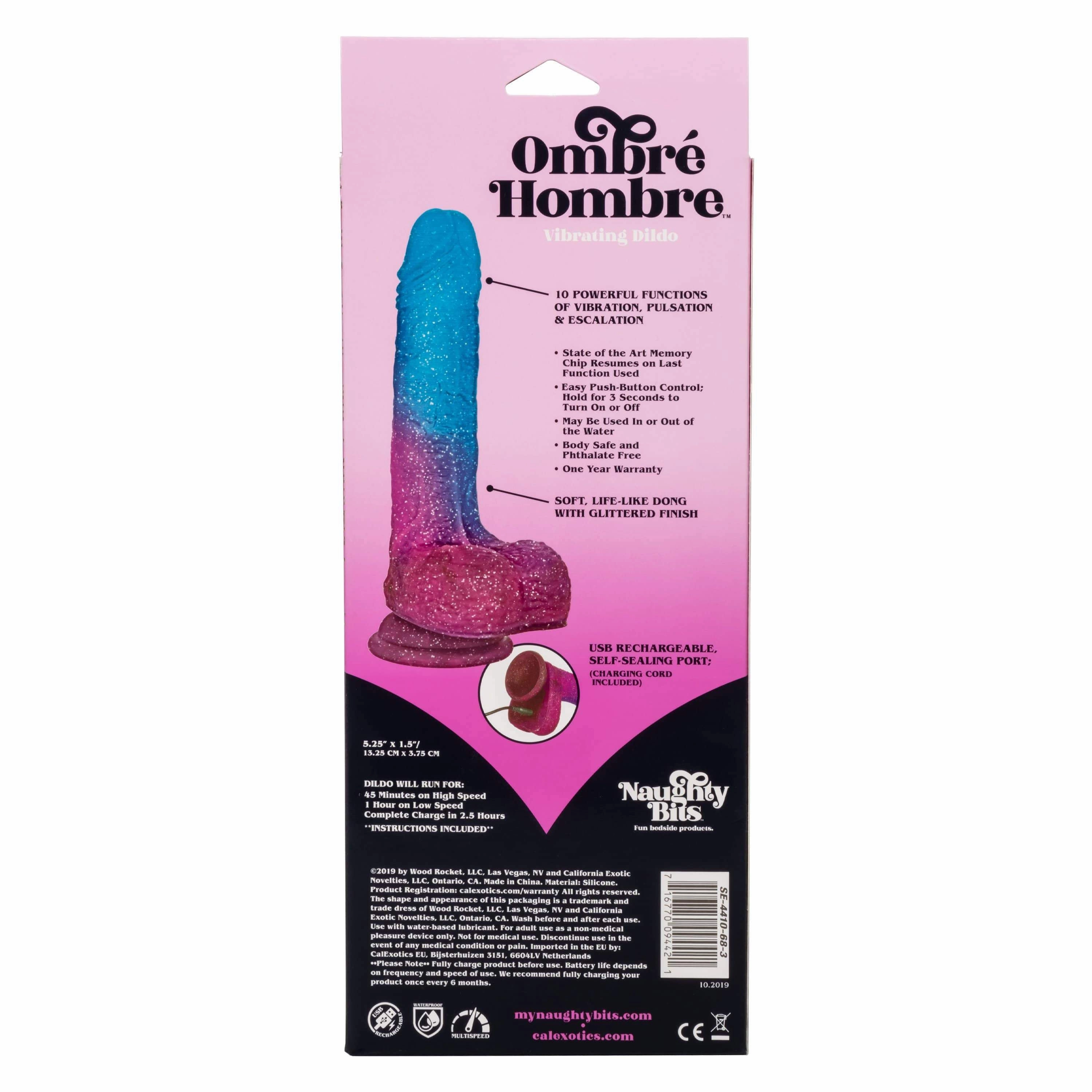 California Exotics - Naughty Bits Ombre Hombre Vibrating Dildo (Purple)