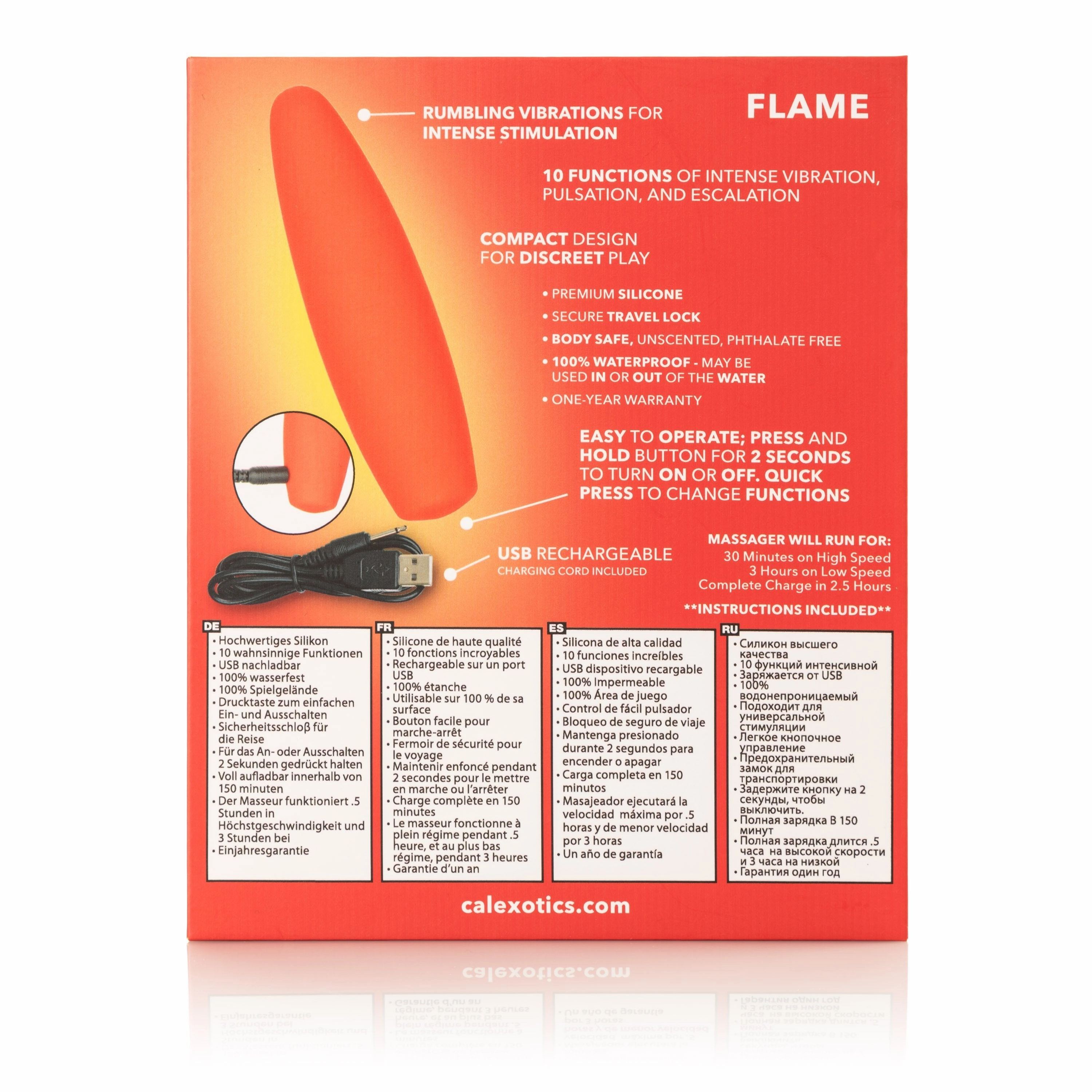 California Exotics - Red Hot Flame Rechargeable Bullet Vibrator (Red)