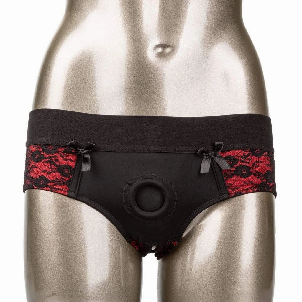 California Exotics - Scandal Crotchless Pegging Panty Set L/XL (Red)