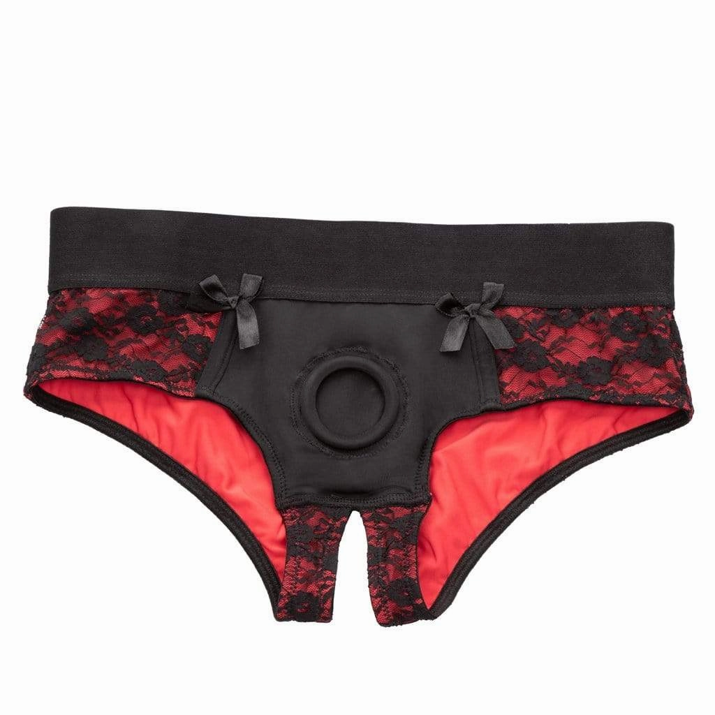 California Exotics - Scandal Crotchless Pegging Panty Set L/XL (Red)