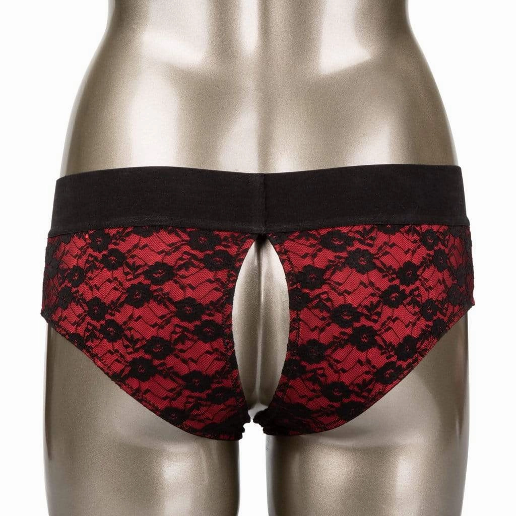 California Exotics - Scandal Crotchless Pegging Panty Set L/XL (Red)