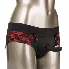 California Exotics - Scandal Crotchless Pegging Panty Set L/XL (Red)