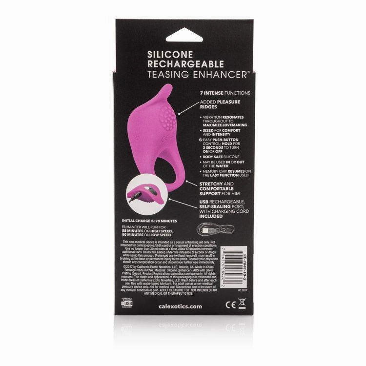 California Exotics - Silicone Rechargeable Teasing Enhancer Cock Ring (Pink)