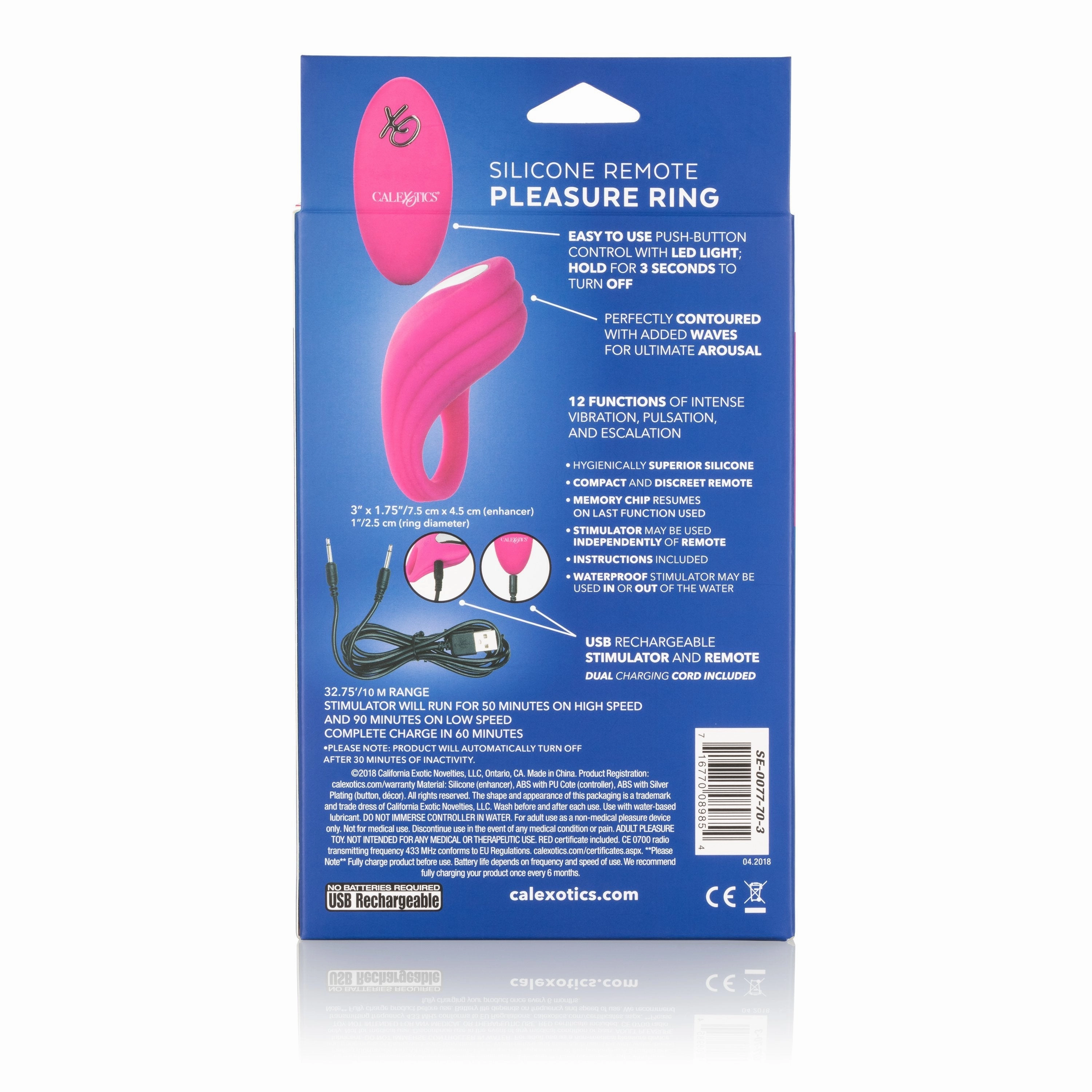 California Exotics - Silicone Remote Pleasure Cock Ring (Pink)