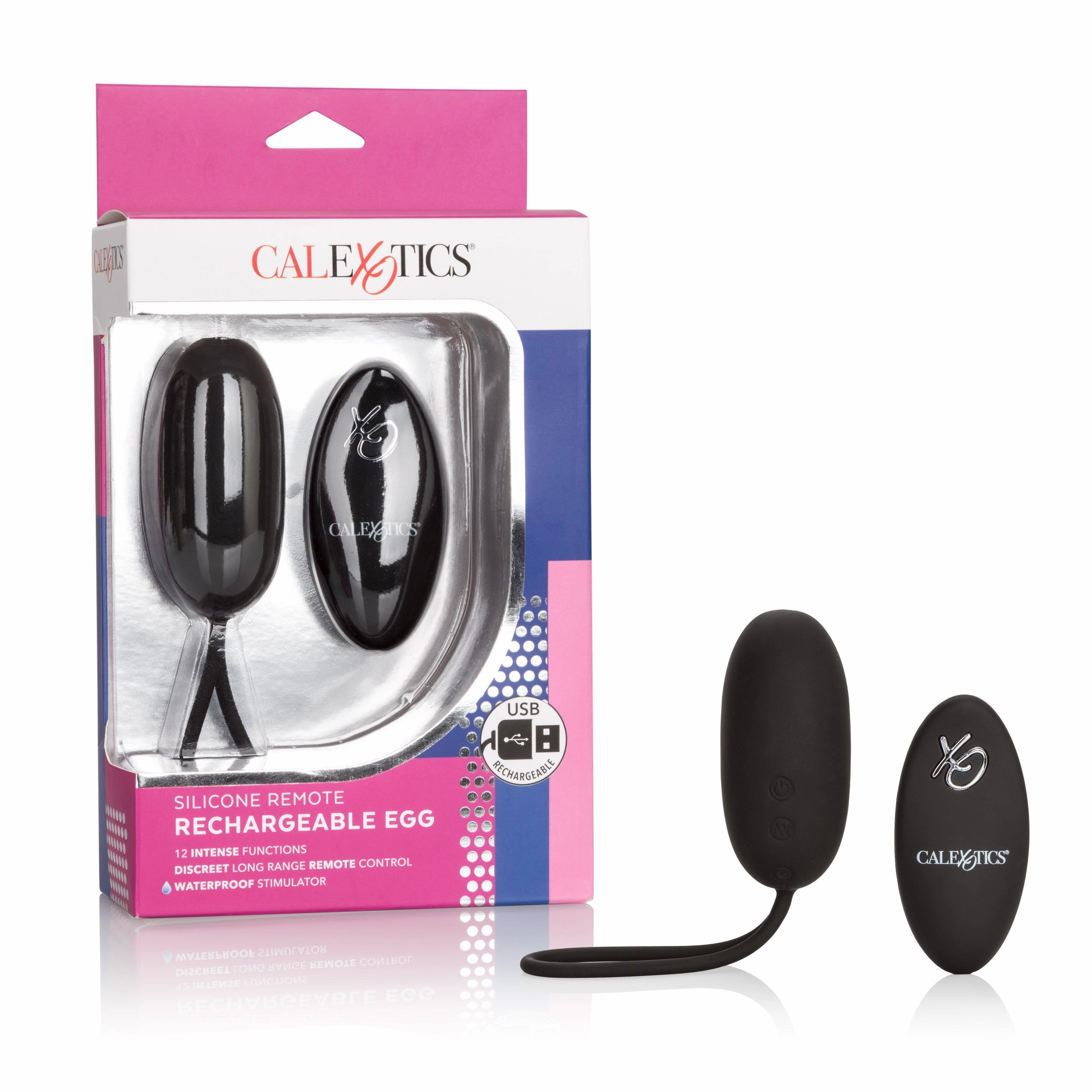 California Exotics - Silicone Remote Rechargeable Egg Vibrator (Black)