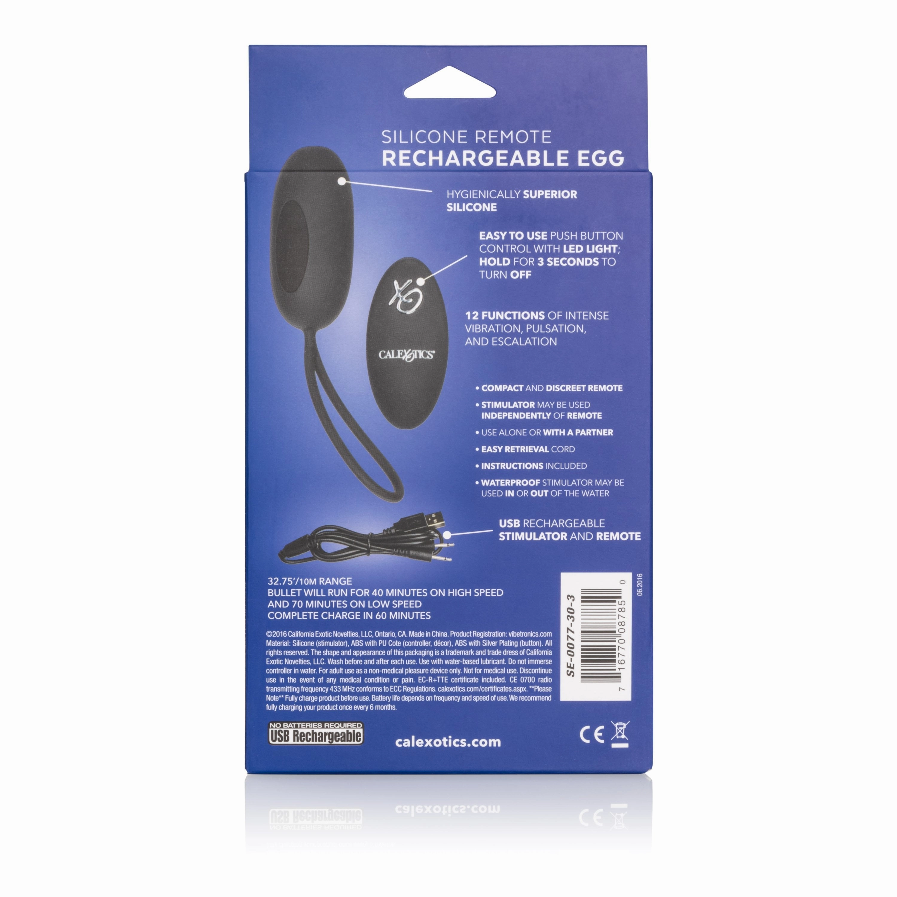 California Exotics - Silicone Remote Rechargeable Egg Vibrator (Black)