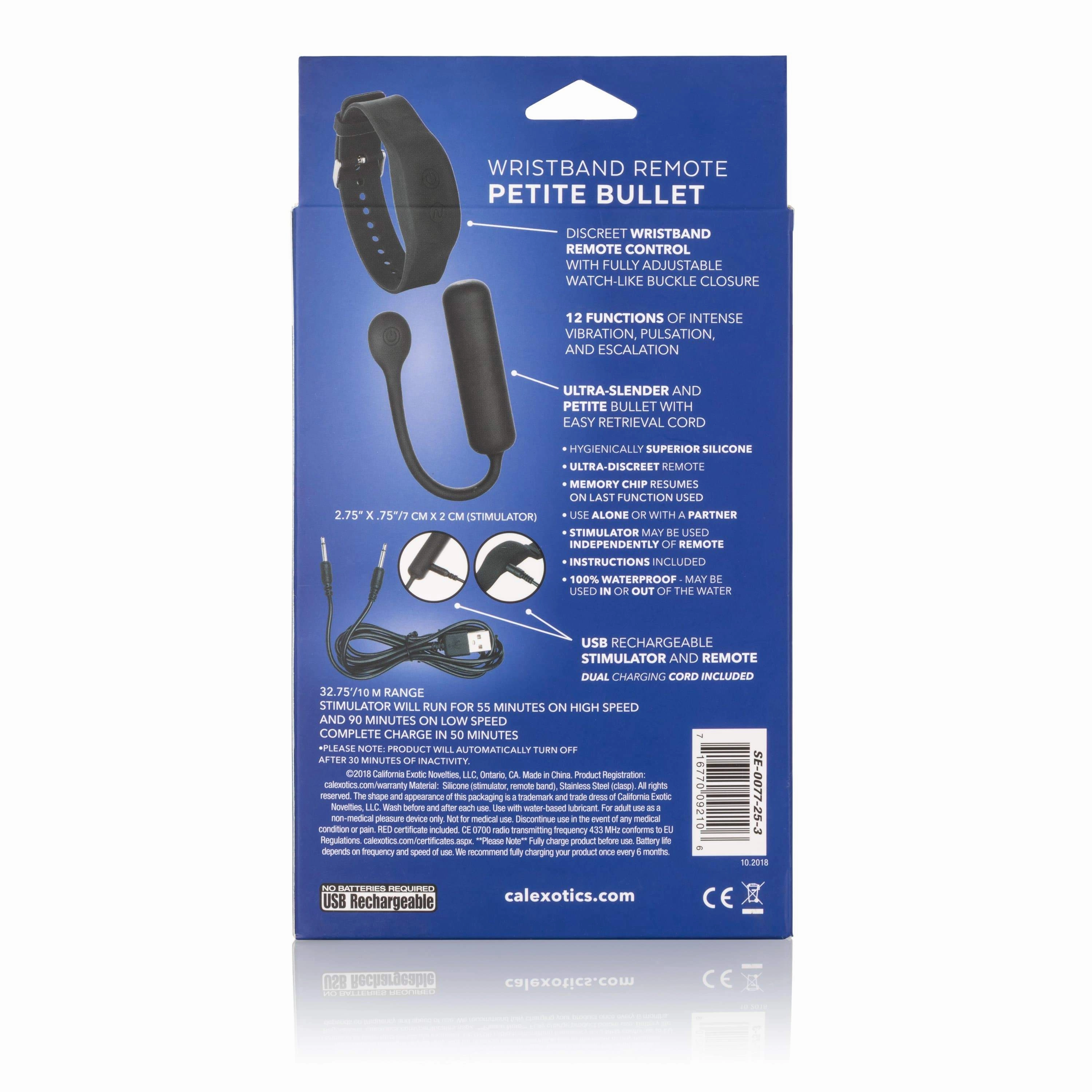California Exotics - Wristband Remote Petite Bullet Vibrator (Black)