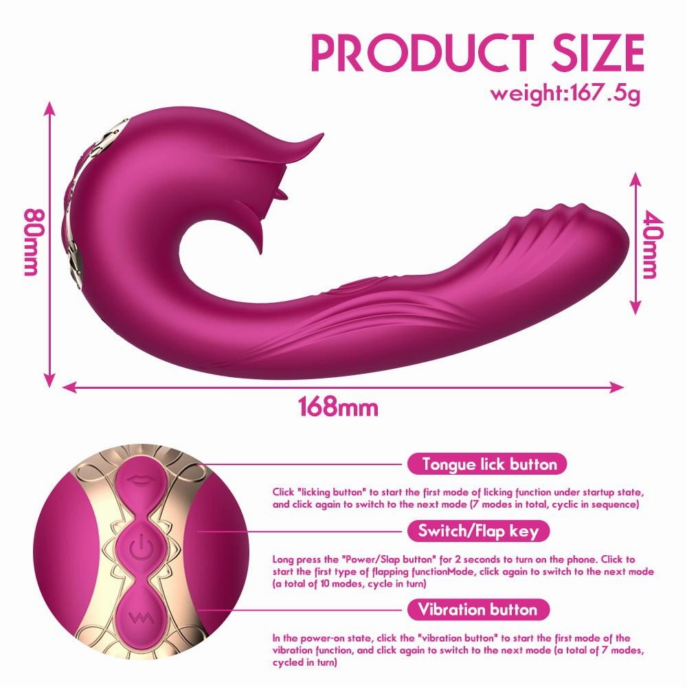 Clitoral Stimulation 3in1 Tongue Licking Vibrating Flapping Vibrator